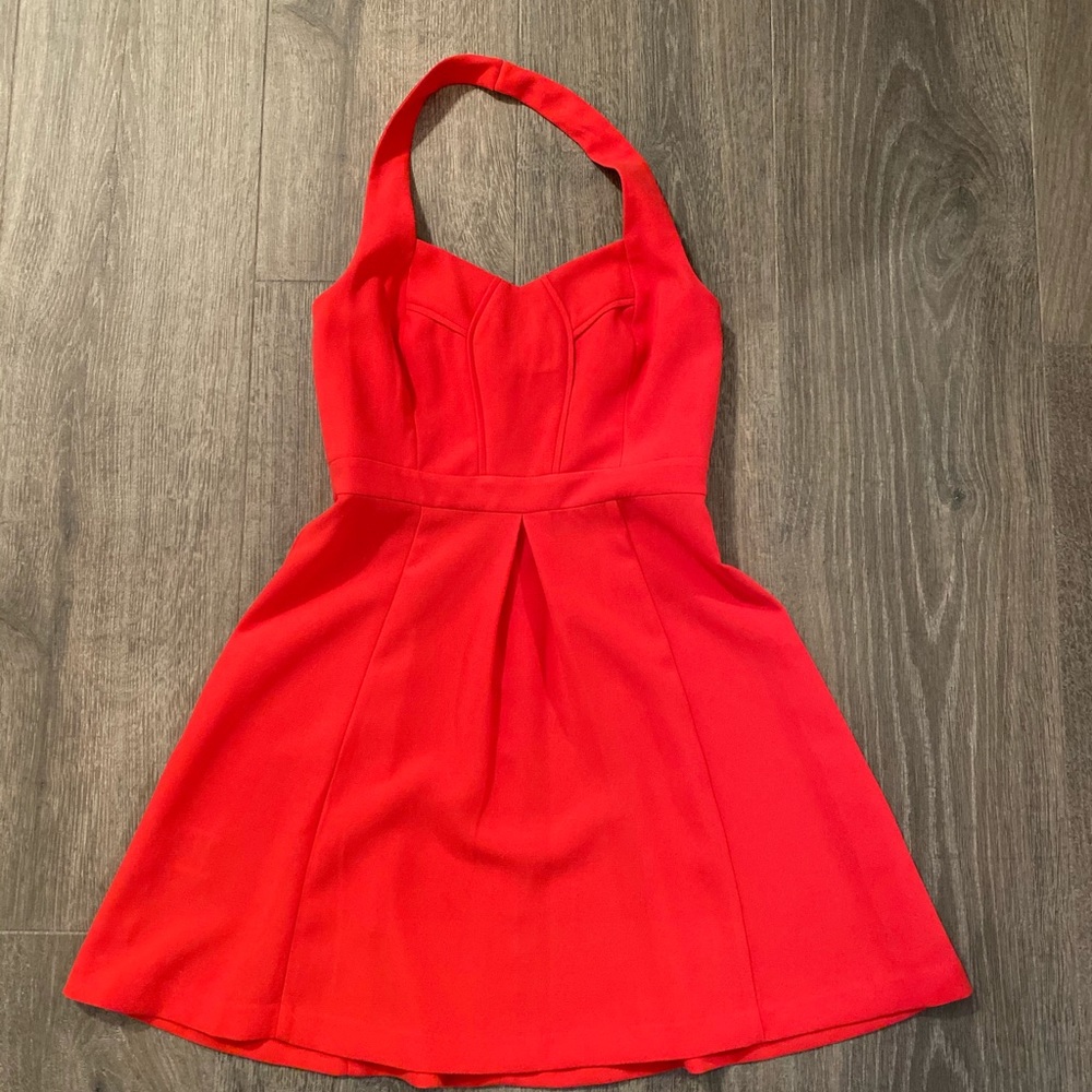 Red halter dress